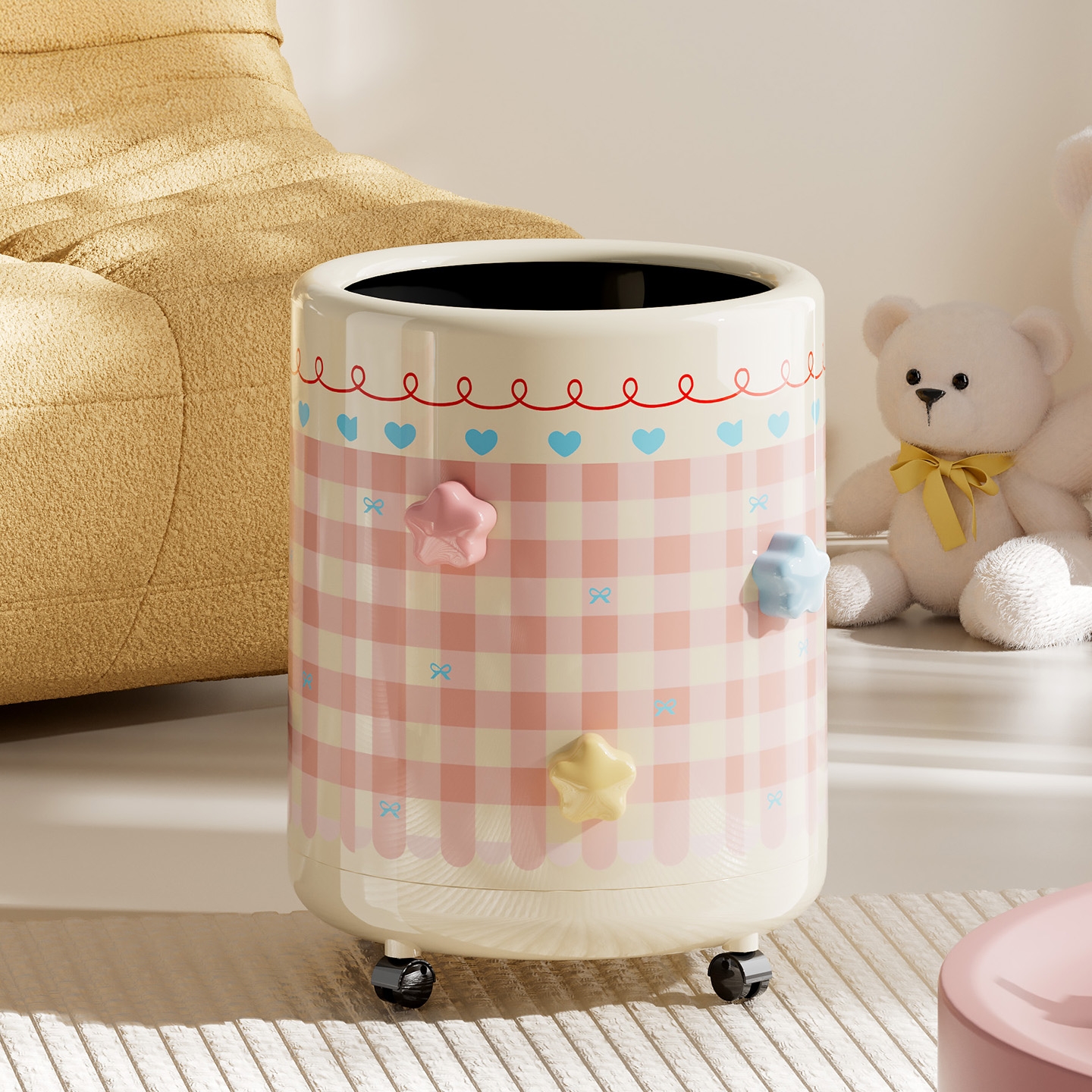 垃圾桶多巴胺可爱家用客厅无盖