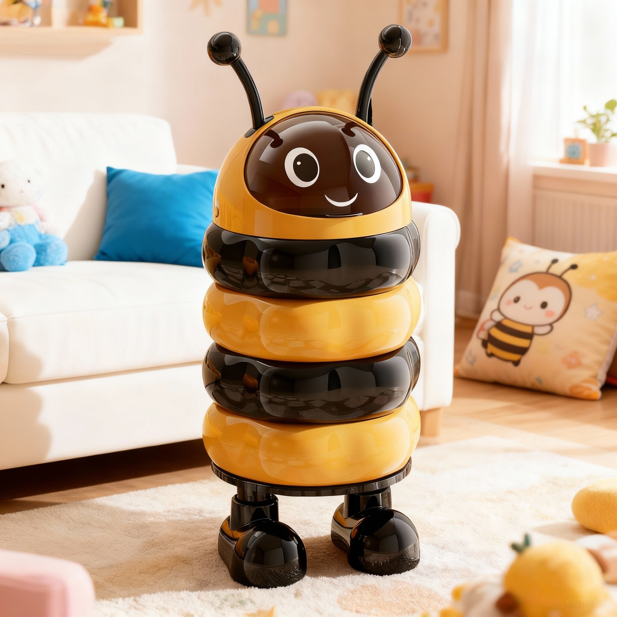 垃圾桶家用客厅轻奢高档新款圣诞装饰高颜值可爱创意小蜜蜂垃圾筒