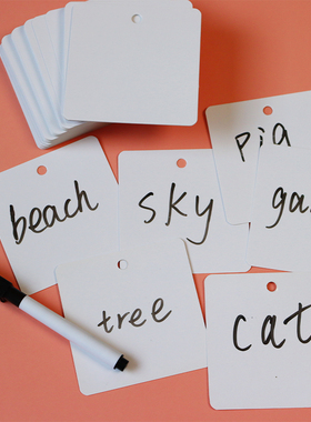 空白单词卡手写识字卡片可擦写英语教具生字防水打孔硬纸覆膜小号