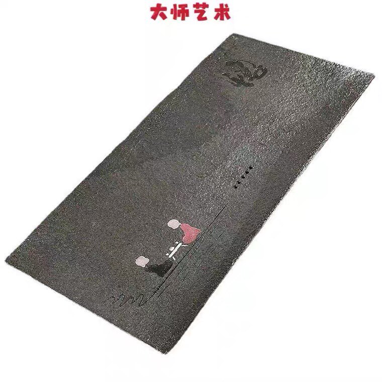 大师艺术高端乌金石茶盘盘简约雕刻黑石茶盘禅意功夫茶具礼品