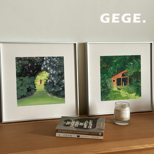 花径林舍】GeGe书房挂画高级感卧室北欧复古玄关餐厅中古风客厅画