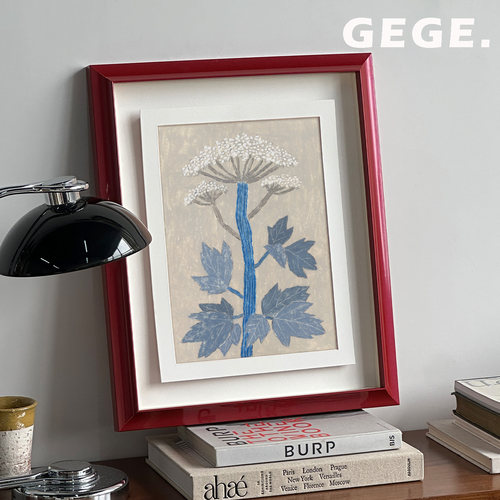 叠器蓝枝】GeGe挂画复古玄关高级感北欧卧室书房现代中古风客厅画