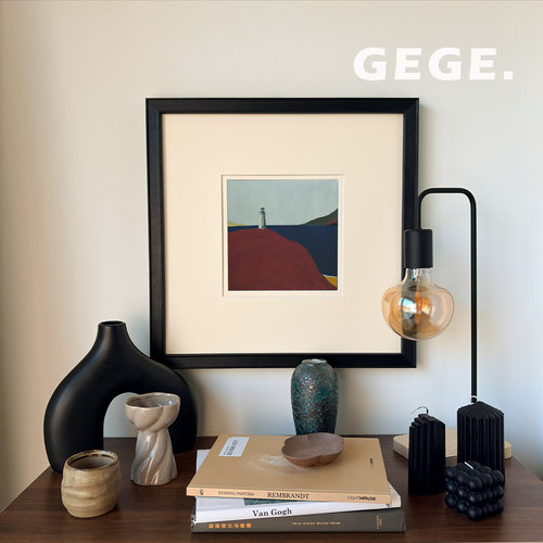 赤丘】GeGe卧室挂画高级感餐厅北欧复古实木框可定制中古风客厅画