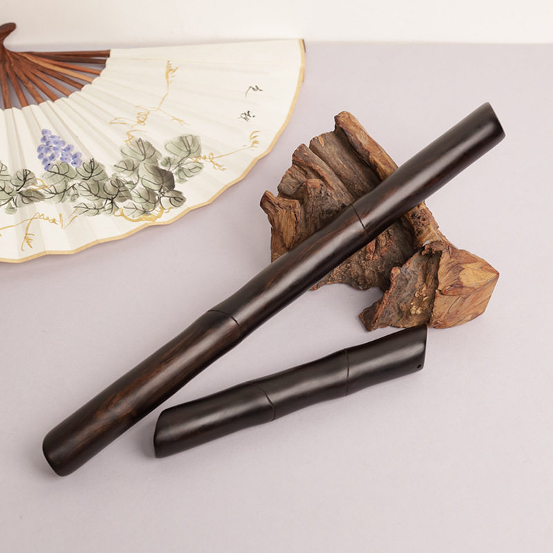 紫光檀木竹节棍子高端乌木盘玩短棍手把件实木防身棍筋骨棒擀筋棍图片