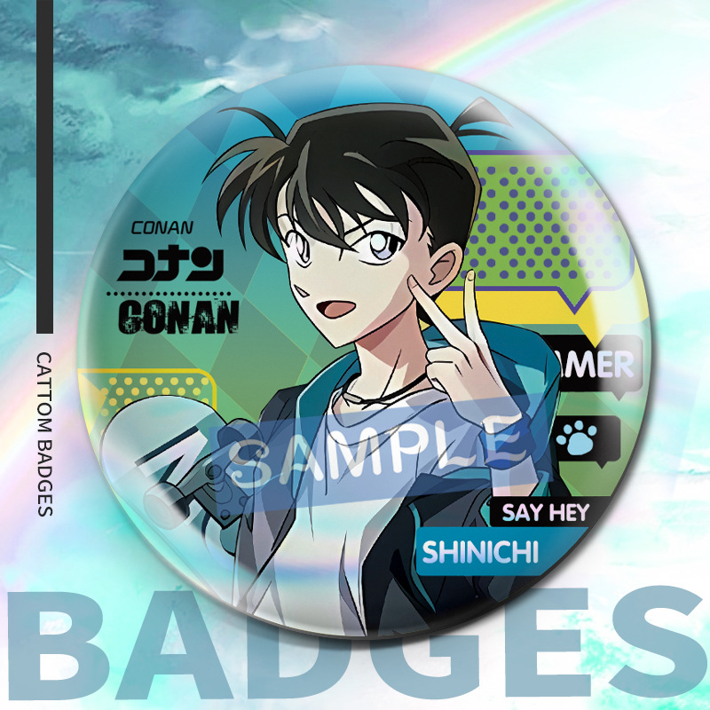 名侦探柯南工藤新一毛利兰双闪吧唧动漫周边徽章胸针新兰二次元谷