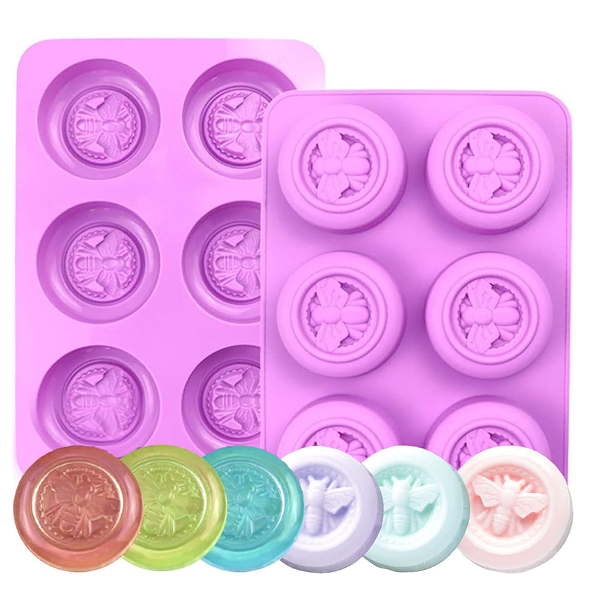 6连蜜蜂蜂巢硅胶蛋糕模具手工香薰精油皂模自制巧克力创意模具