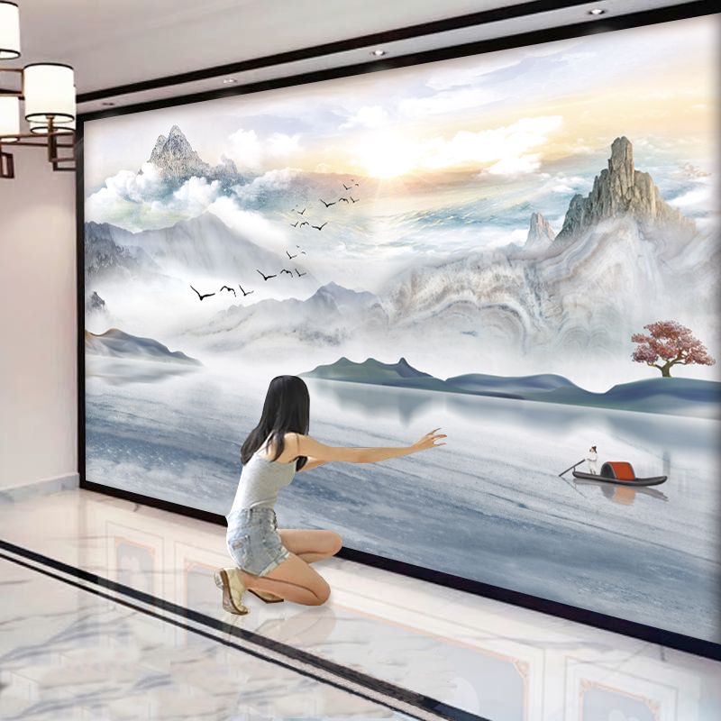 中式电视背景墙壁纸自粘3d立体墙贴客厅墙面装饰贴画2022新款壁布图片