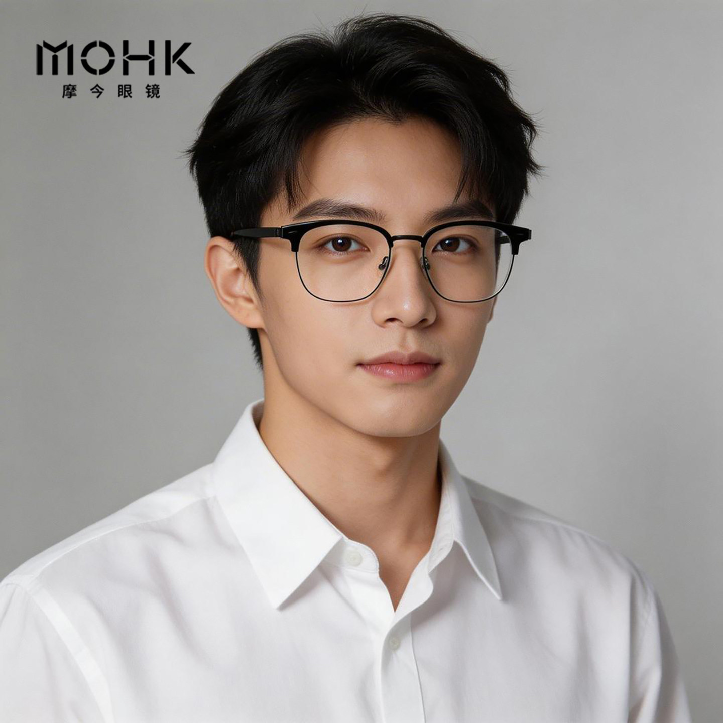 MOHK摩今眼镜男女款轻半框半钛架眉线框眼镜可配度数镜框MK11系列