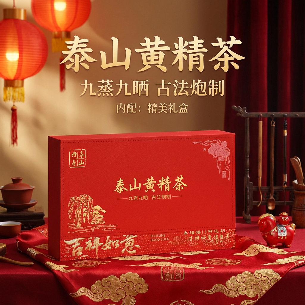 泰山无恙堂黄精丝茶吉祥如意礼盒