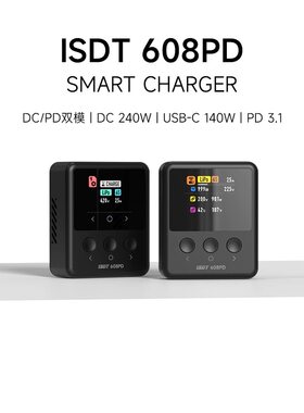 ISDT艾斯特 608PD遥控电池航模充电器DC240W/USB-C100W双模输入
