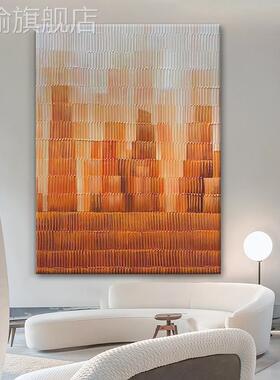 网红橙色渐变手绘油画意极画简级高感抽象艺装术饰客厅玄式关橘色