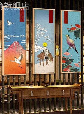 网红日本和风世绘樱饰花风景鱼画仙鹤装料酒日店浮餐厅挂画居酒屋