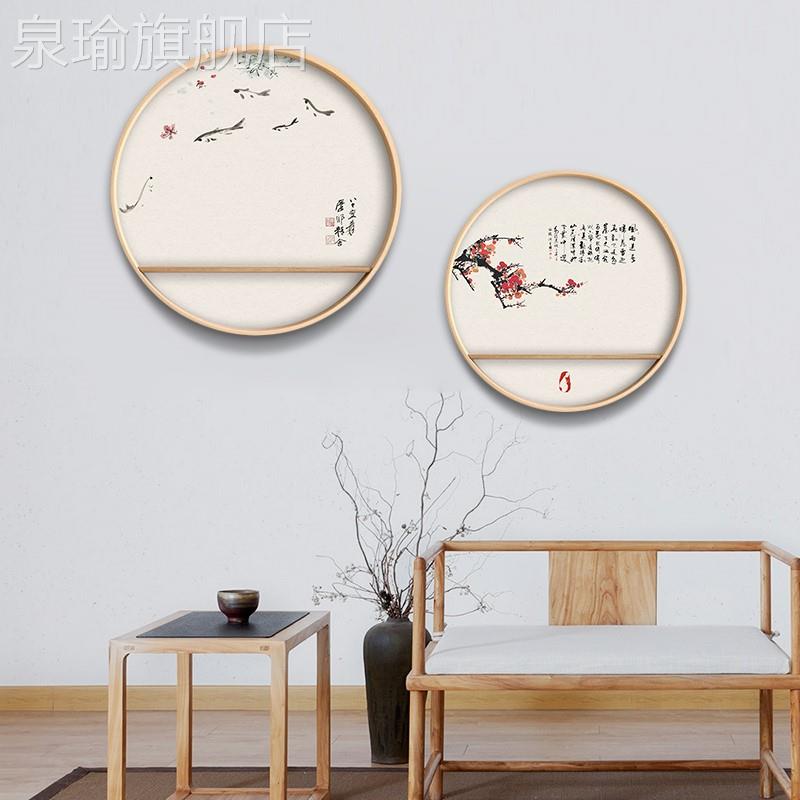网红日式装饰画餐画厅入关壁画走茶廊过玄道室背景墙户圆形禅意挂图片