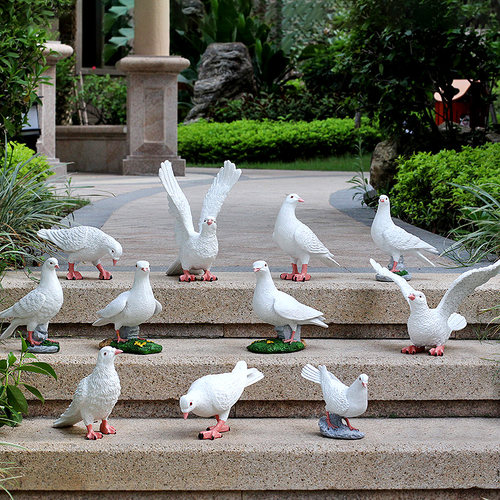 户外花园庭院景观装饰摆饰彷真白鸽子雕塑小鸽子创意饰品鸟类模型