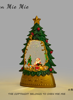 「无聊了看看树下的老人」圣诞节小夜灯雪人老人桌面摆件礼物装饰