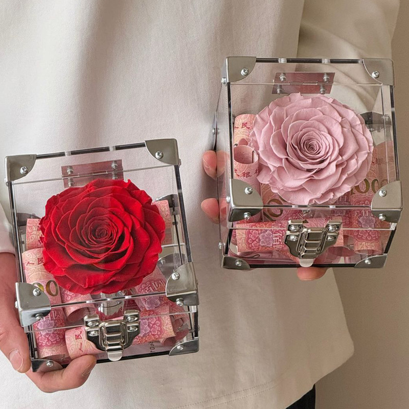 圣诞节永生花玫瑰宝盒送女友礼物