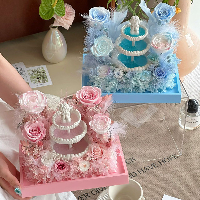 永生花蛋糕许愿池花园礼盒送女友