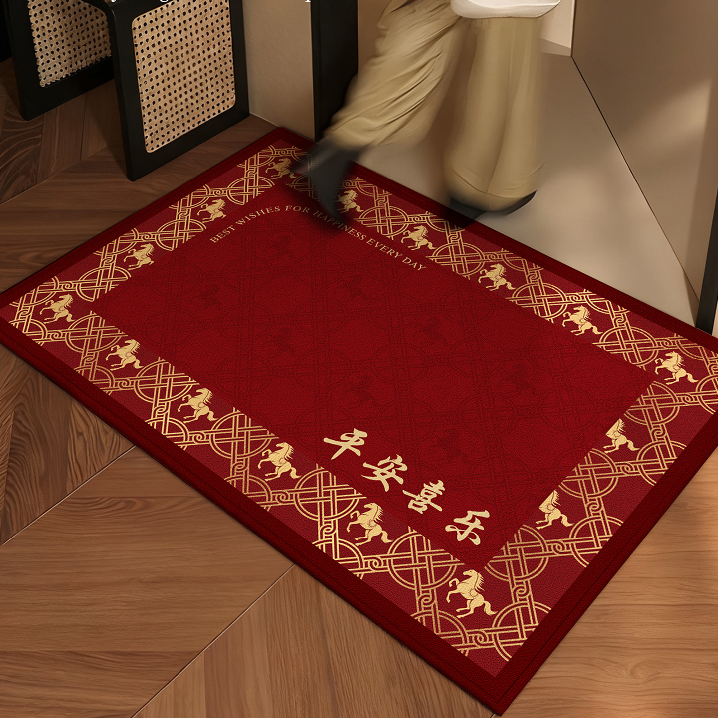 红色新款马年入户地垫可裁剪门垫