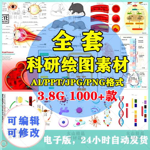 科研绘图素材医学插图细胞通路流程图科研作图ppt编辑ai生物器官