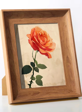 【原创】玫瑰花实木餐边柜台摆画