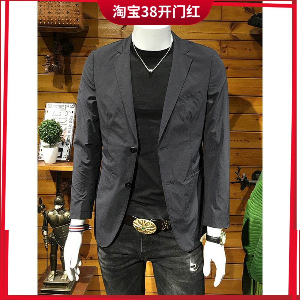 欧洲站男装春秋韩版潮流西装外套2026新款青年黑色商务休闲西服男
