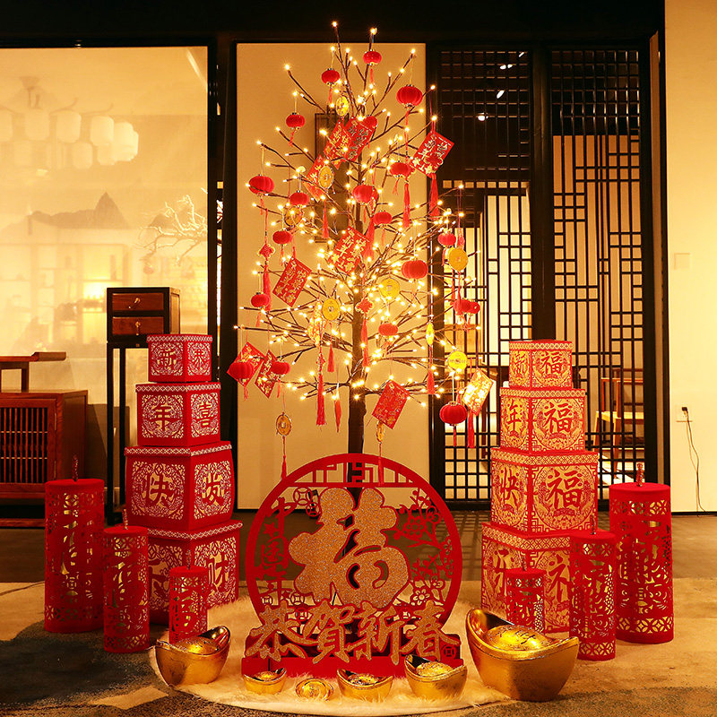 2024龙年摆件过年喜庆礼品盒堆头售楼部装饰酒店大堂新年美陈布置