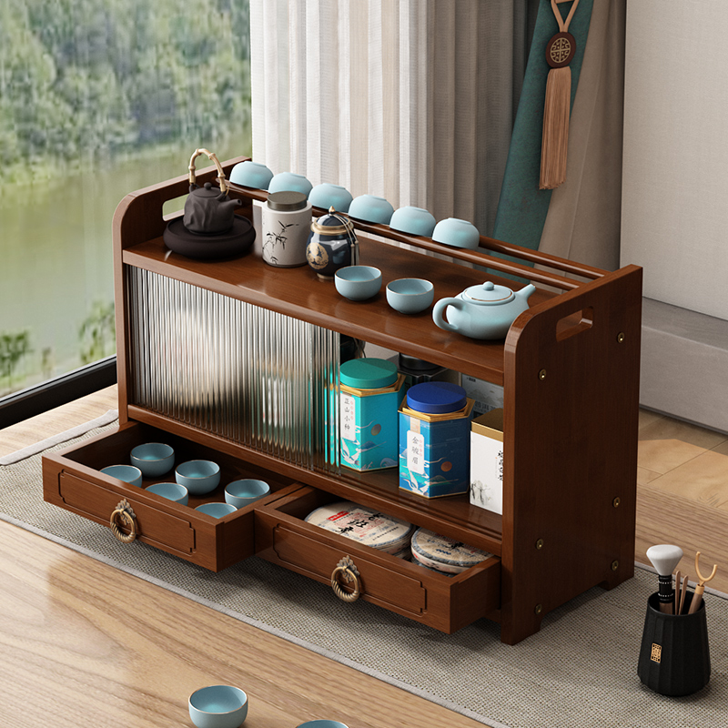茶杯茶叶桌面收纳柜茶具置物架