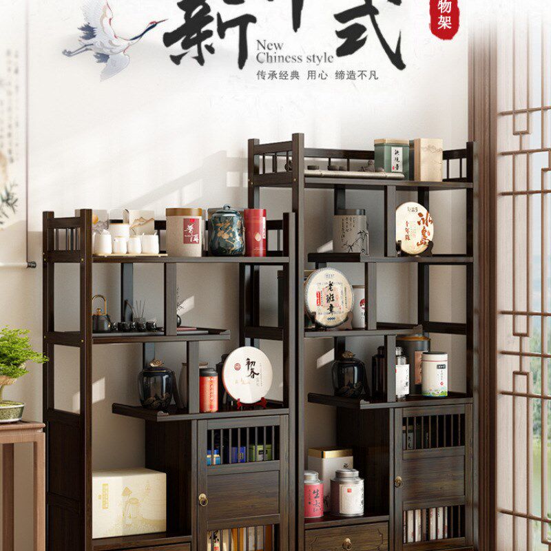 速发茶叶边柜子茶桌侧柜台边茶水柜边几置物架中式博古架储物柜茶