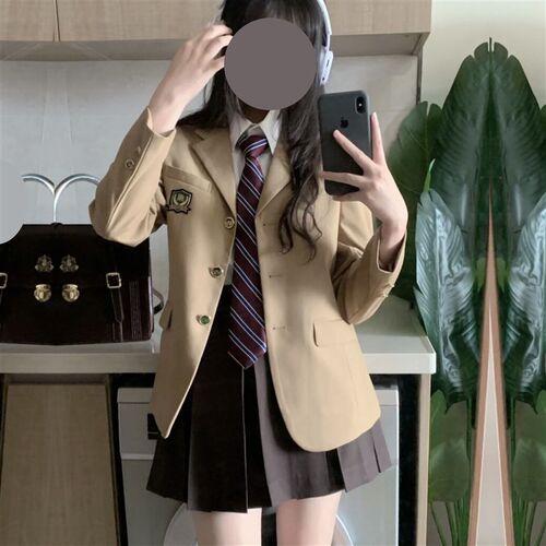 速发jk制服套个学院装驼色外套学生小风子西服短裙