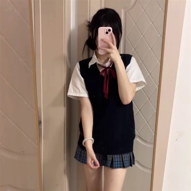 速发凛凛jk制服裙高腰百褶裙半身裙秋款校供感狗短格裙