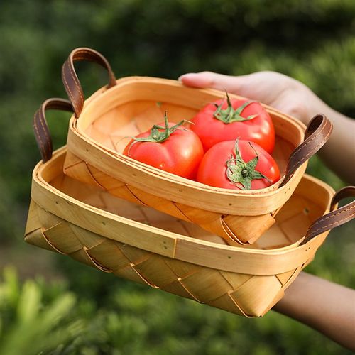 速发日式木编织果盘水果厨 家筐客厅零食用篮房蔬菜收纳筐杂物篮