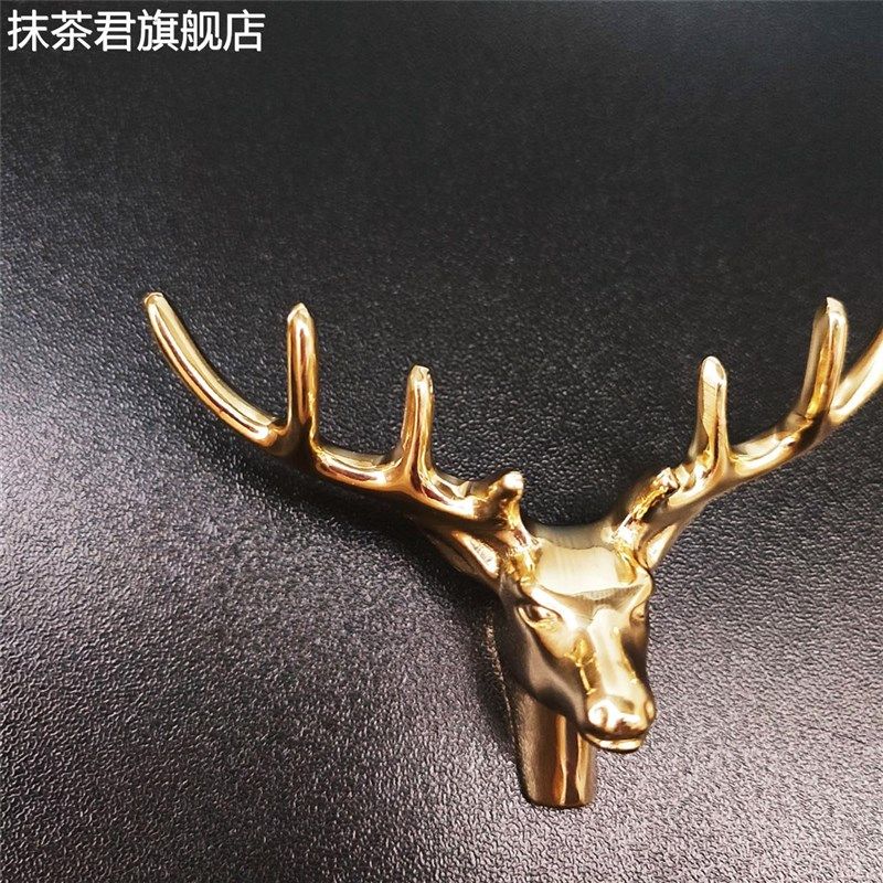 速发风黄铜头意鹿角钩衣帽挂钩门鹿玄关墙上装饰口创挂架子
