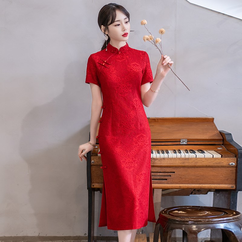 速发大码装2025夏红新款中式旗袍酒敬裙服酒季色回门新娘订婚礼服