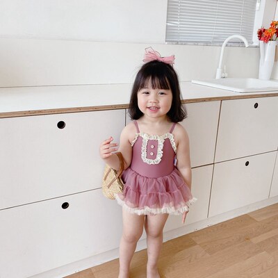 速发童木宝202蕾款新丝宝耳花边吊带网纱公主裙式连体