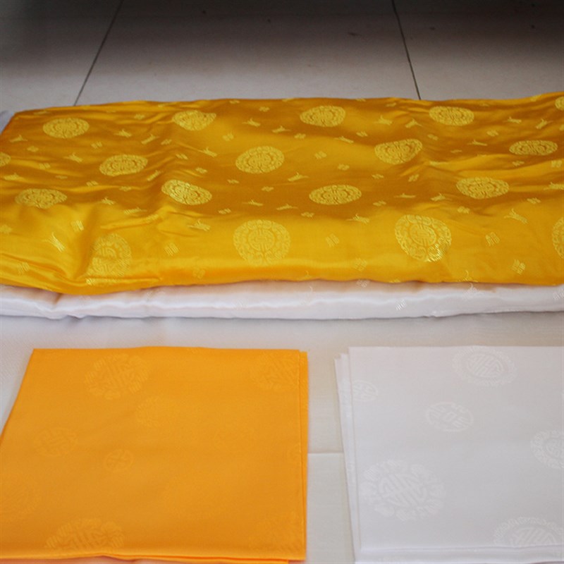 速发厂家直销长彪纸花殡品用葬寿双铺双盖4件金银被褥 单 零售