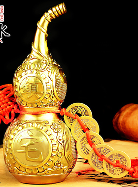 速发砂葫芦摆件纯铜开盖空心装朱铜八卦招財挂中新饰式客厅工艺品