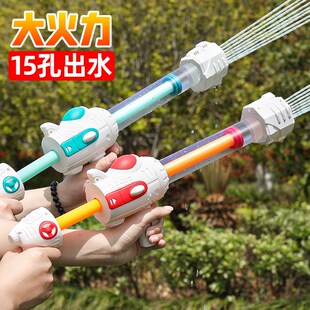 速发水炮水枪儿具玩童喷水呲抽拉式大枪水枪漂流孩玩水装备抽水神