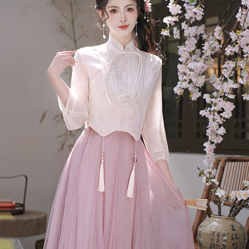 速发新中式装国风套时伴娘服礼服春日常订婚连衣裙服汉平装可穿