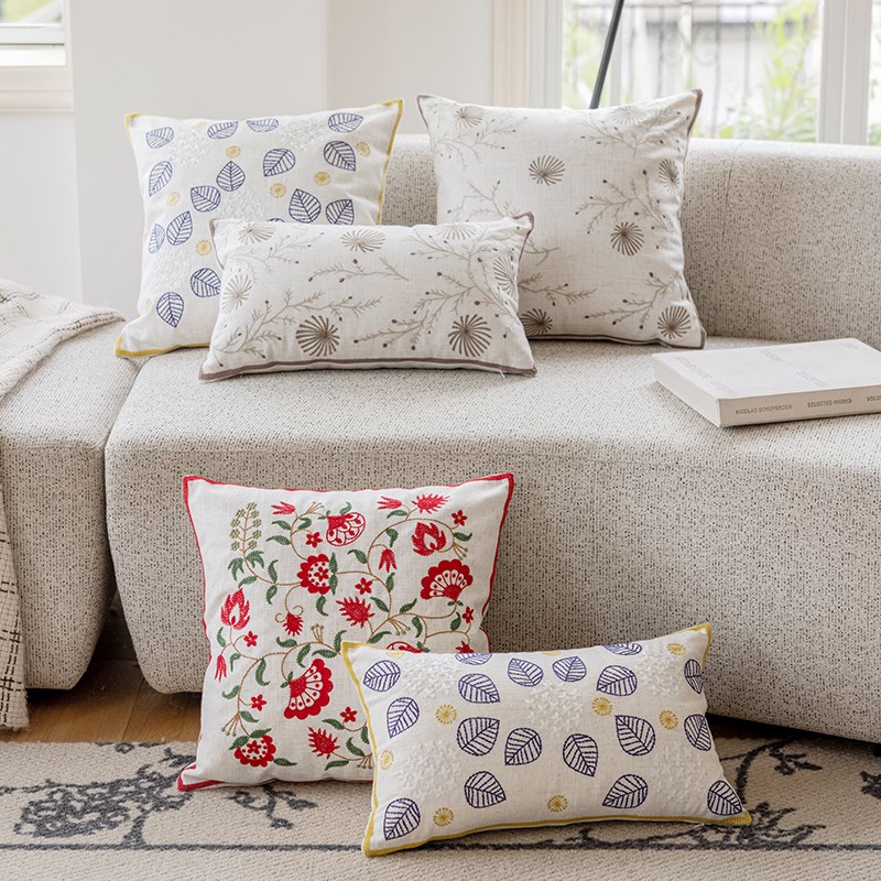 速发美式经绣垫园风小碎花刺典抱枕套客厅沙发靠田卧室床头民宿样