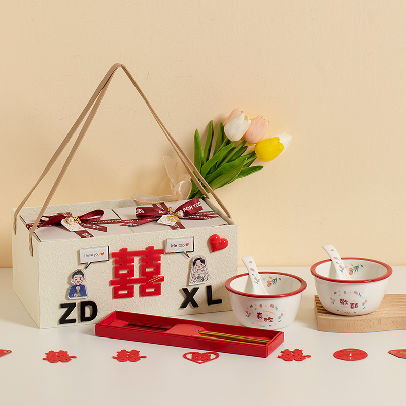 速发伴手碗新婚礼物送新人新娘乔迁搬家生日结婚礼婚实用餐具订筷