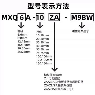 SMC型MXQA新款气动滑台气缸MXQ6A8A12A16A20A25A-10/20/30/50/75Z