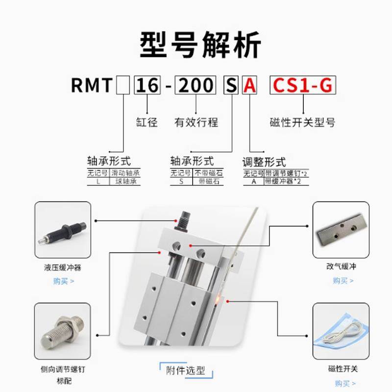 磁藕式无杆气缸RMT16/20/25/32/40X100X200X300X400X500X600X700S