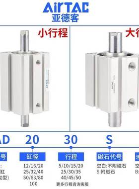 原装正品亚德客双轴复动薄型气缸SDAD63/80/100X10X15X20X25X30S