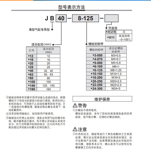 SMC薄型缸专用浮动接头JB20/30/40/50/63/80/8-12-14-16-150-125