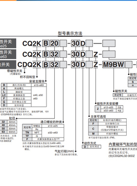 SMC杆不旋转回转薄型气缸CDQ2KA/B12/16/20/25/32/40/50/63-20DMZ
