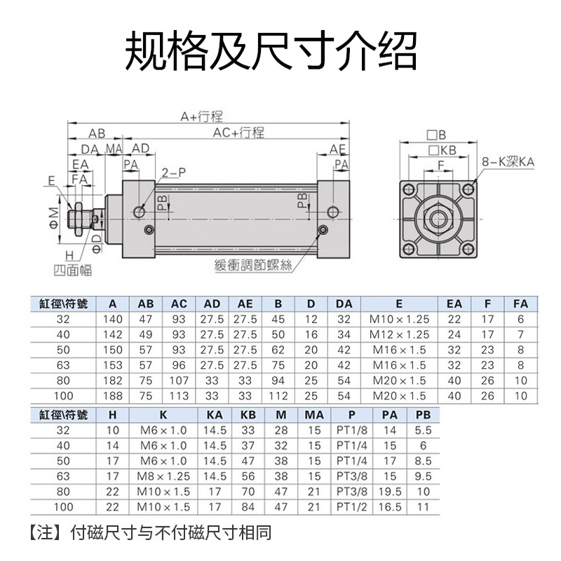 汽缸SC标准气缸大推力小型气动SC125/160-100*125X150X200X250S