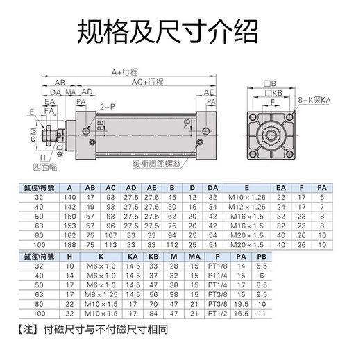 汽缸SC标准气缸大推力小型气动SC125/160-100*125X150X200X250S