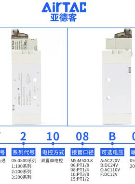 原装亚德客电磁阀6V0510/110/210/130C/230C-04/06/08-J-B050/200