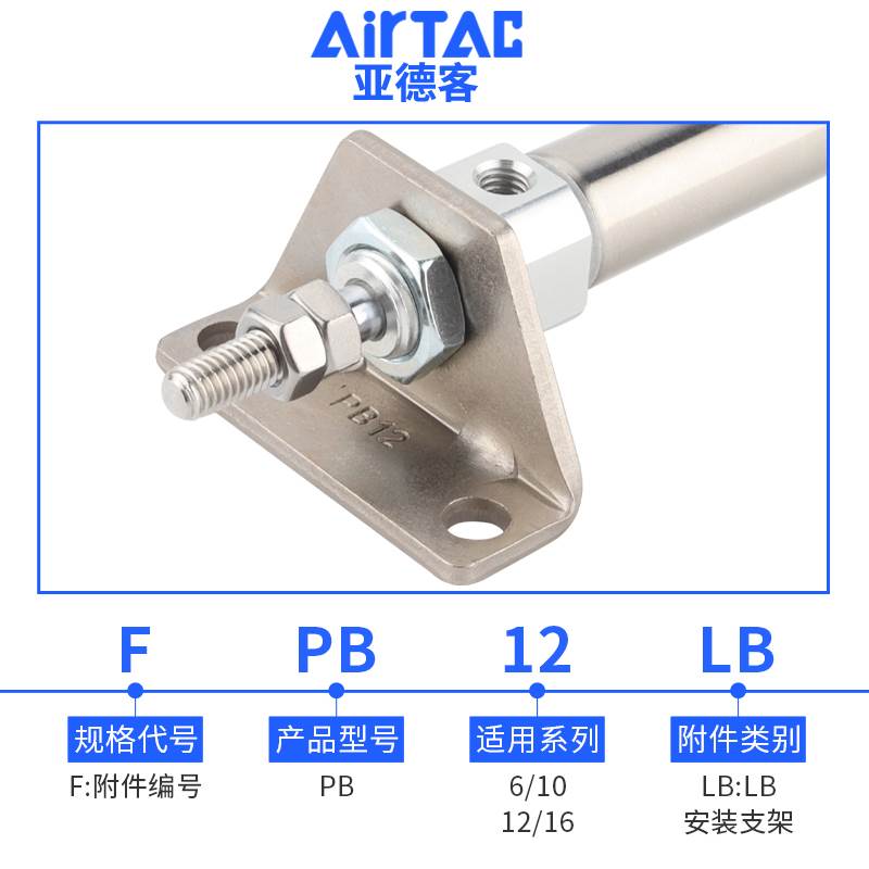 亚德客气动PB笔型气缸安装支架附件F-PB6/10/12/16LB法兰板