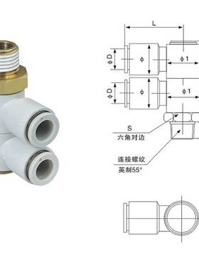 SMC万向单管双管接头KQ2VD04-01AS 06-02AS 08-03AS/10/12-04AS